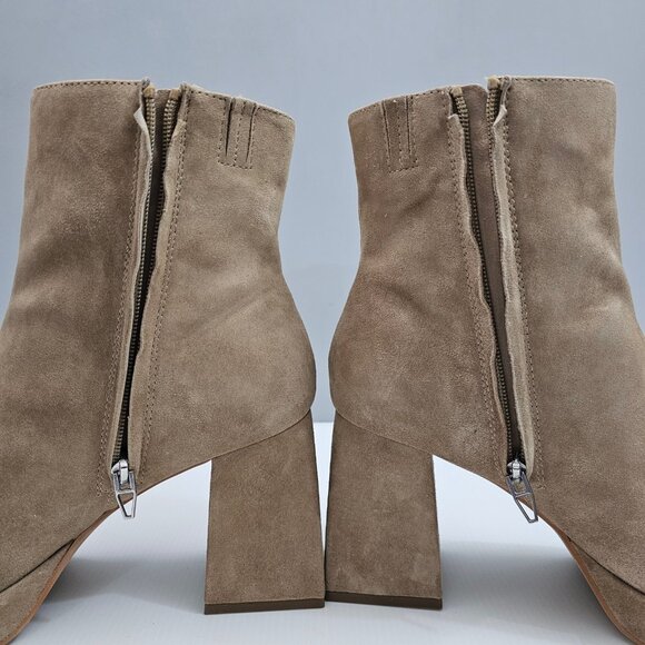 Dolce Vita Gracie Ankle Boot Womens 10 Taupe Suede Platform Block Heel Fall - Picture 4 of 15